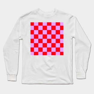 Checked pattern - checkboard in red and purple Long Sleeve T-Shirt